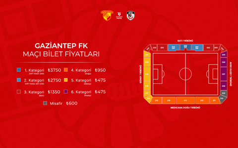 Gaziantep FK Maçının Biletleri Satışa Çıkıyor